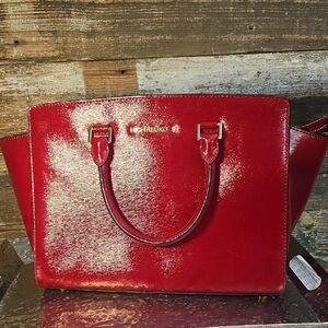 Michael Kors Large Selma Red Satchel W/Crossbody Strap, NWT